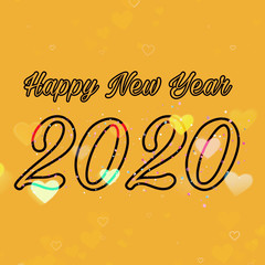 Happy new year greeting card with colorful hearts effect