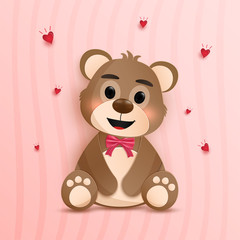 cuteness of cartoon Teddy bear character. and the concept of Valentine's Day. and the Origami or paper cut design. and can be used as background.