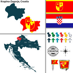 Map of Krapina Zagorje, Croatia