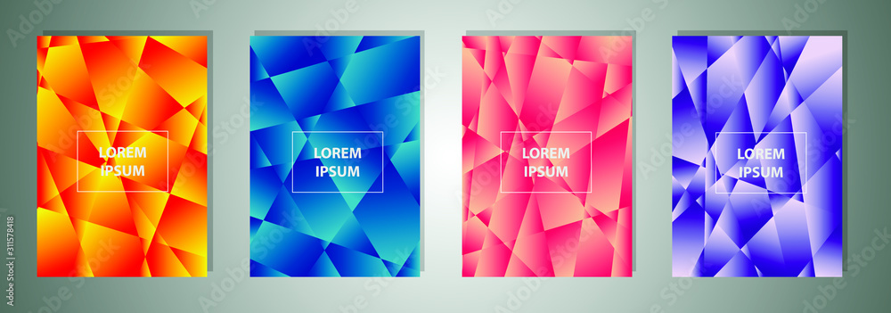 Poster set of colorful polygonal vector eps 10 illustration gradient background texture. simply geometric p