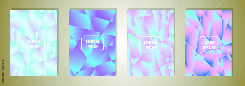 Poster set of colorful polygonal vector eps 10 illustration gradient background texture. simply geometric p