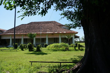 Fototapeta na wymiar The Dutch colonial building located in the area of ​​the Demas Sugar Cane Factory in Besuki District, Situbondo Regency, East Java, Indonesia.