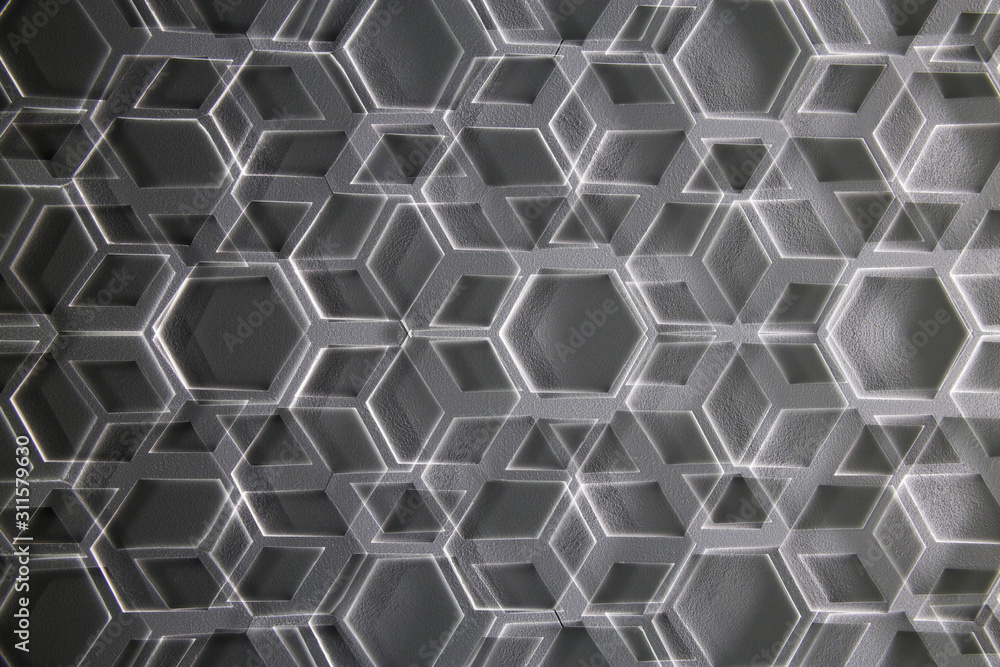 Poster hexagonal pattern. abstract modern technology or architecture image. geometric background with polyg