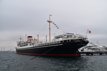 The ship in Yokohama Port, Japan