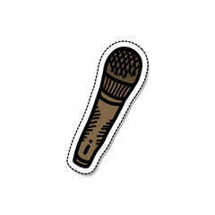 microphone doodle icon, vector illustration