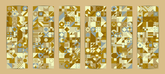 Simple banner of decorative patterns colored geometric composition flat style