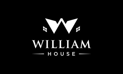 illustration logo from letter W with home or house logo design concept