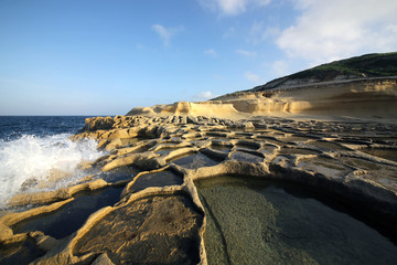 Obraz premium Traditional salt crafts on the island of Gozo. Malta