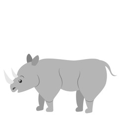Obraz na płótnie Canvas Cartoon rhino. Vector illustration on a white background. Drawing for children.