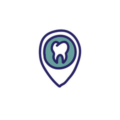 map pointer tooth doodle icon, vector illustration