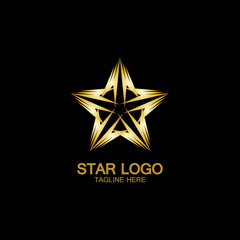 Gold Star Logo Vector in elegant Style with Black Background