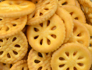 Basket of crackers with few calories. Closeup