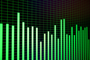Waveforms and spectograms on computer screen in details