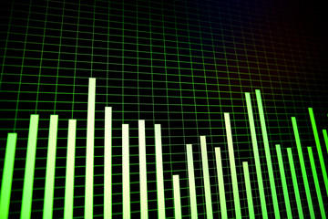 Waveforms and spectograms on computer screen in details