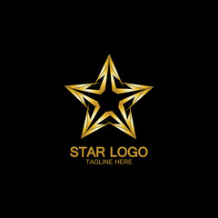 Gold Star Logo Vector in elegant Style with Black Background