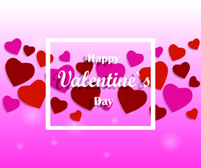 Valentine on a pink background with hearts and your congratulations
