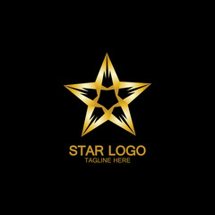 Gold Star Logo Vector in elegant Style with Black Background