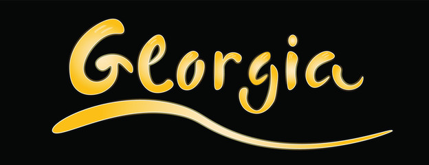 Georgia golden , neon lettering , text on black background 