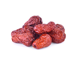 Dried red date or Chinese jujube on white background