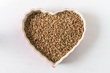 Whole Grain Milling Wheat Berries in a Heart Shaped Bowl