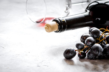 Wine set for restaurant with bottle on texture background