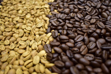 black and white coffee beans