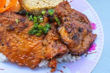 Grilled pork chop rice - famous Vietnamese traditional food