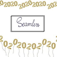 Seamless border 2020 happy new year 