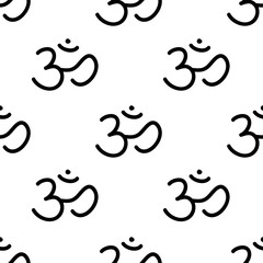 om sign seamless doodle pattern, vector illustration