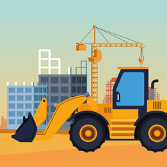 Obraz na płótnie Canvas excavator truck over under construction scenery