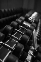 Foto op Canvas Dumbell at GYM, Blak and White tone © 3ento