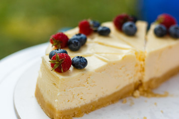 cheesecake at the counter of the street food festival