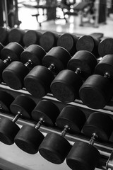 Dumbell at GYM, Blak and White tone