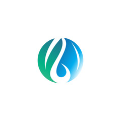 water drop leaf sprout logo vector icon