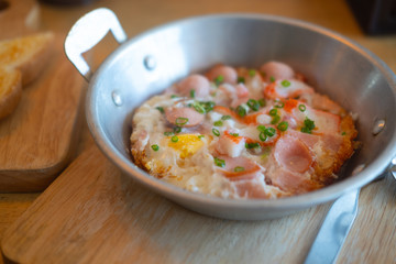 Pan-fried egg with toppings