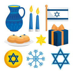 set decoration of happy hanukkah vector illustration design