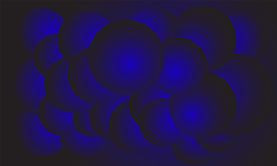 Abstract blue background, cluster of dark balls, futuristic concept. 