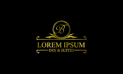 Monogram Luxury gold Logo template flourishes calligraphic elegant ornament lines.Business sign, identity for Restaurant, Royalty, Boutique, Cafe, Hotel, Heraldic, Jewelry, Fashion vector illustration