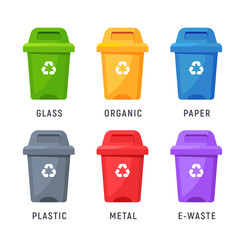 Trash container bin icon. Garbage can metal recycle basket box for trash waste symbol