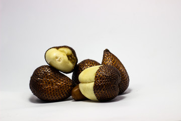 Thorny palm or Salak fruit, Tropical fruit has a reddish-brown thorn effect from Indonesian local...