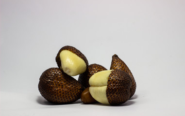 Thorny palm or Salak fruit, Tropical fruit has a reddish-brown thorn effect from Indonesian local...