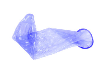 Blue condom, isolated
