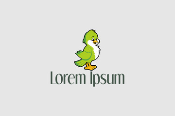bird cartoon character vector logo template