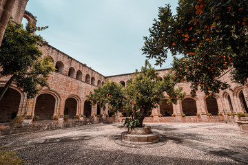 Obraz premium View of a Medieval Cloister in Extremadura, Spain.