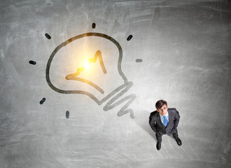 Bright idea for success . Mixed media