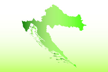 Croatia map using green color with dark and light effect vector on light background illustration