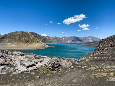 View on the Laguna del Laja in the South of Chile in the Andes (South America)
