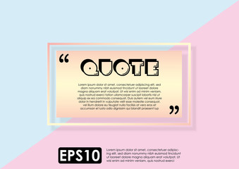 Illustration vector of typography design. Remark quote text box poster template concept. blank empty frame citation. Quotation paragraph symbol icon. double bracket comma mark. bubble dialogue banner.