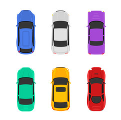 Vector car top view icon illustration. Vehicle flat isolated car icon