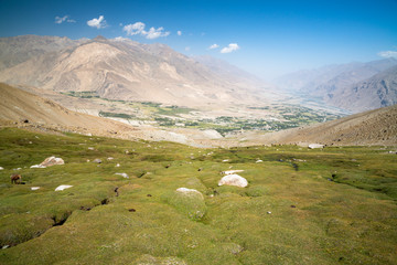 Fototapeta premium View to Ishkashim city from mountain in Afghanistan